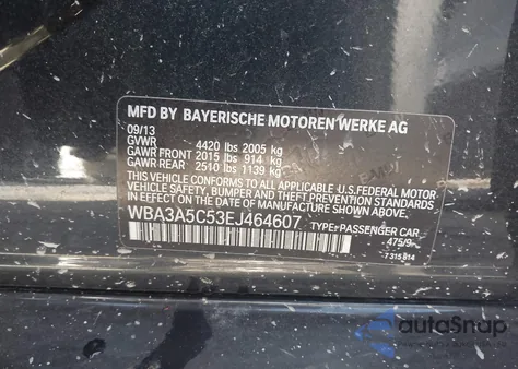 2014 BMW 328I из США, поврежденный, VIN WBA3A5C53EJ464607